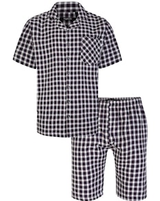Bigdude Woven Checked Pyjama-Set Navy/Weiß